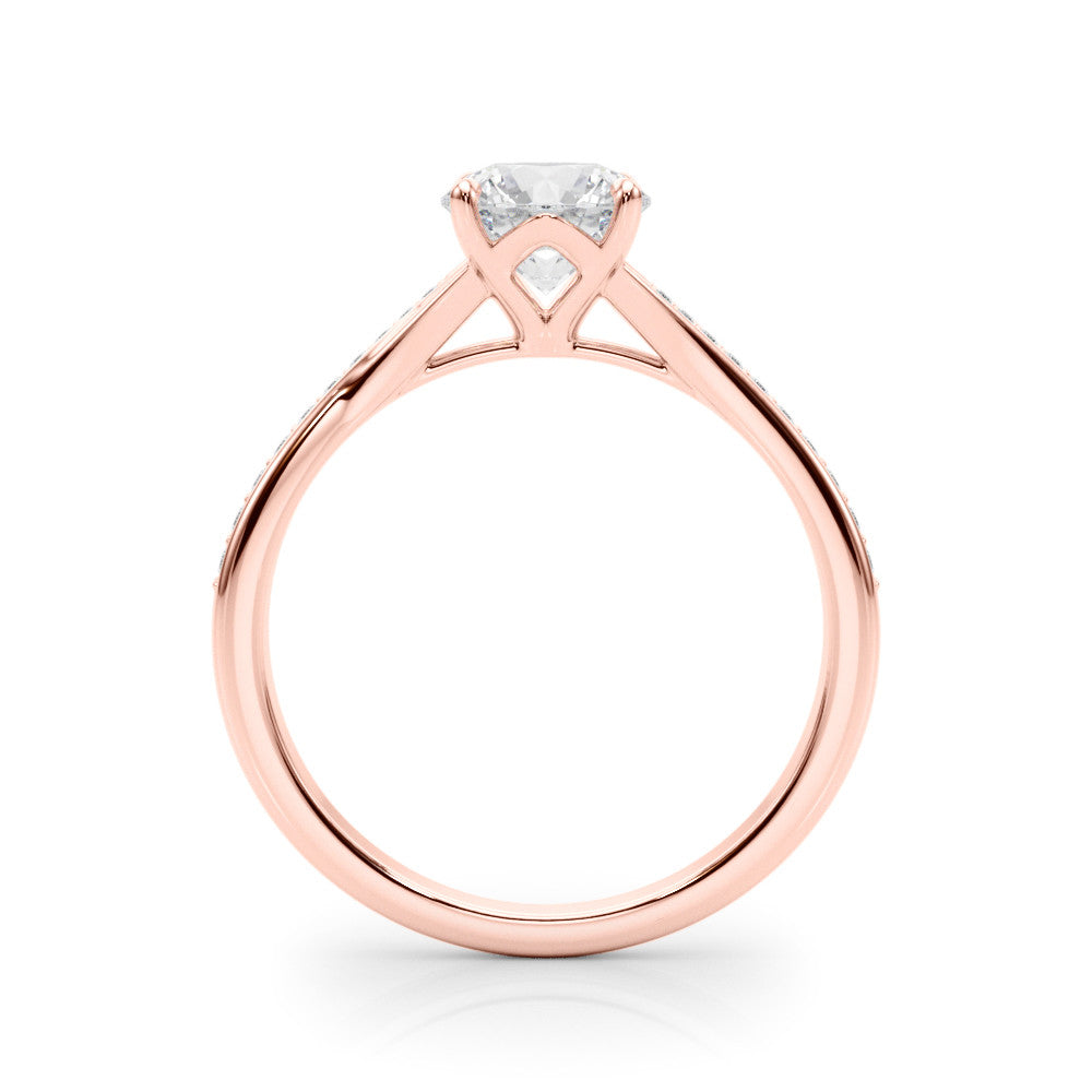 Rose gold Round Solitaire Pavé Band with Four-Prong Setting 2