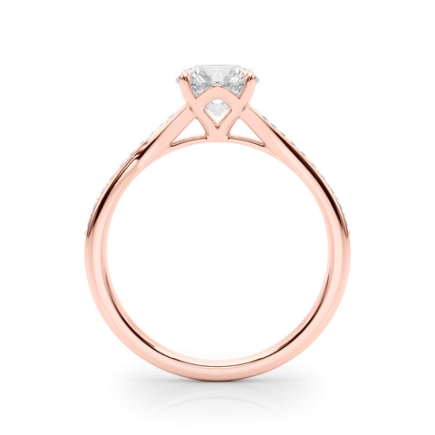 Rose gold Round Solitaire Pavé Band with Four-Prong Setting 2