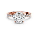 Rose gold Round Solitaire Pavé Band with Four-Prong Setting_181