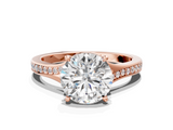Rose gold Round Solitaire Pavé Band with Four-Prong Setting_77