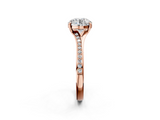 Rose gold Round Solitaire Pavé Band with Four-Prong Setting_79