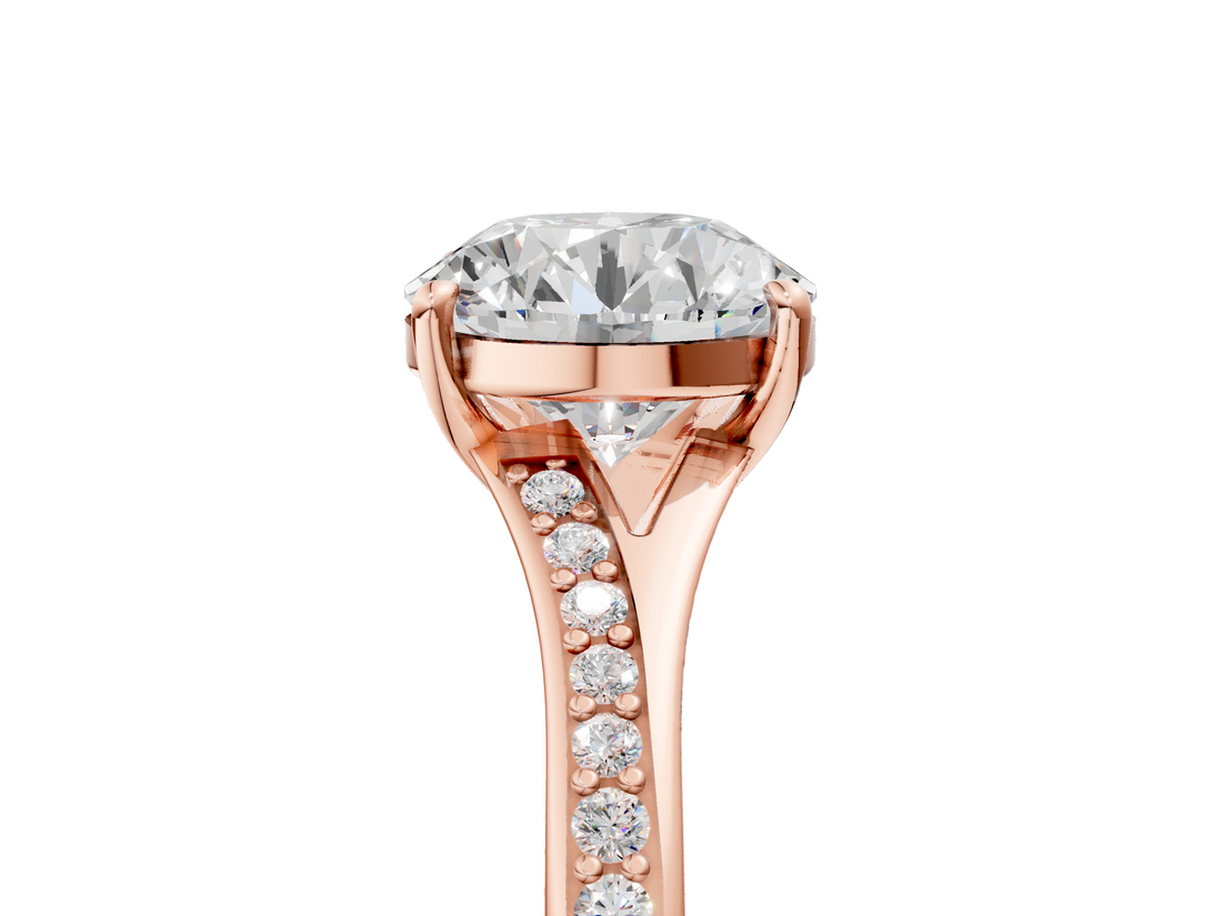 Rose gold Round Solitaire Pavé Band with Four-Prong Setting_82