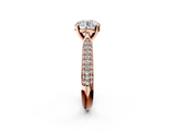 Rose gold Round Solitaire Pavé Diamond Engagement Ring with Four-Prong Setting_151