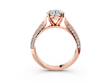 Rose gold Round Solitaire Pavé Diamond Engagement Ring with Four-Prong Setting_152