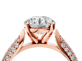 Rose gold Round Solitaire Pavé Diamond Engagement Ring with Four-Prong Setting_153