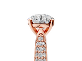 Rose gold Round Solitaire Pavé Diamond Engagement Ring with Four-Prong Setting_154