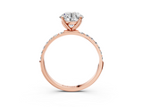 Rose gold Round Solitaire Pavé Diamond Engagement Ring with Four-Prong Setting_48