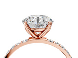 Rose gold Round Solitaire Pavé Diamond Engagement Ring with Four-Prong Setting_49