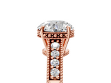 Rose gold Round Solitaire Pavé Diamond Milgrain Engagement Ring with Four-Prong Setting_11