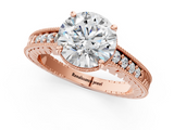 Rose gold Round Solitaire Pavé Diamond Milgrain Engagement Ring with Four-Prong Setting_7