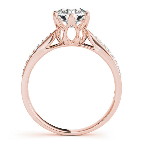 Rose gold Round Solitaire Pavé Split Shank Six-Prong Diamond Ring 2