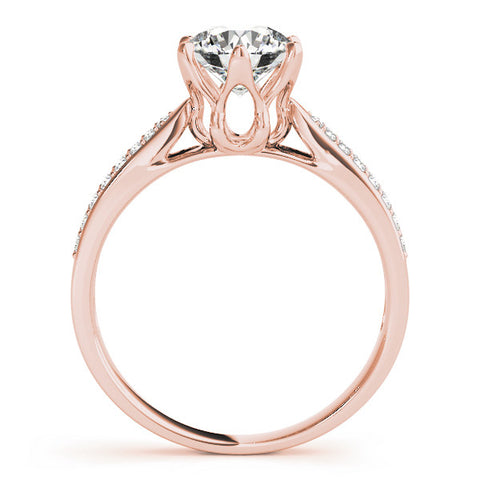 Rose gold Round Solitaire Pavé Split Shank Six-Prong Diamond Ring 2
