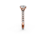 Rose gold Round Solitaire Pave Diamond Engagement Ring with Four-Prong Setting_276