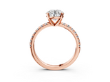 Rose gold Round Solitaire Pave Diamond Engagement Ring with Four-Prong Setting_277