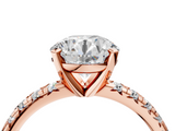 Rose gold Round Solitaire Pave Diamond Engagement Ring with Four-Prong Setting_278