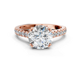 Rose gold Round Solitaire Pave Diamond Engagement Ring with Prong Setting_33