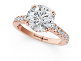 Rose gold Round Solitaire Pave Diamond Engagement Ring with Prong Setting_34