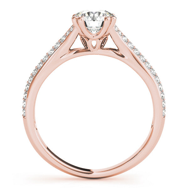Rose gold Round Solitaire Pave Split Shank Engagement Ring with Six-Prong Setting 2