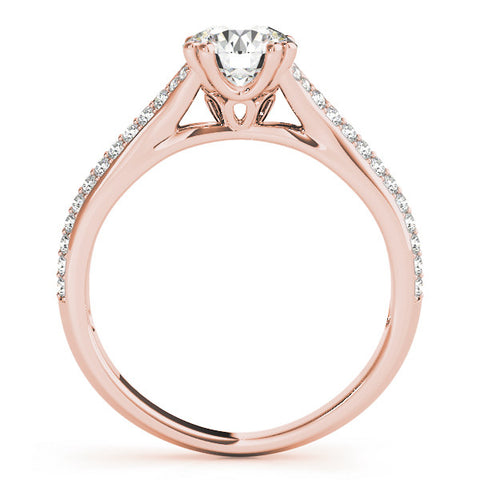 Rose gold Round Solitaire Pave Split Shank Engagement Ring with Six-Prong Setting 2