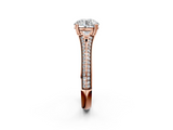 Rose gold Round Solitaire Pave Split Shank Engagement Ring with Six-Prong Setting_46
