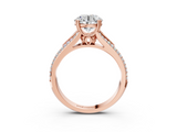 Rose gold Round Solitaire Pave Split Shank Engagement Ring with Six-Prong Setting_47