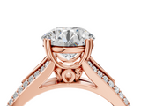 Rose gold Round Solitaire Pave Split Shank Engagement Ring with Six-Prong Setting_48
