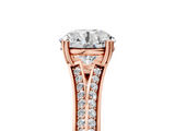 Rose gold Round Solitaire Pave Split Shank Engagement Ring with Six-Prong Setting_49