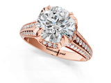 Rose gold Round Solitaire Pave Split Shank Ring with Four-Prong Setting_160