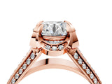 Rose gold Round Solitaire Pave Split Shank Ring with Four-Prong Setting_163