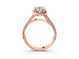 Rose gold Round Solitaire Pave Split Shank Ring with Four-Prong Setting_21
