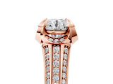 Rose gold Round Solitaire Pave Split Shank Ring with Four-Prong Setting_23