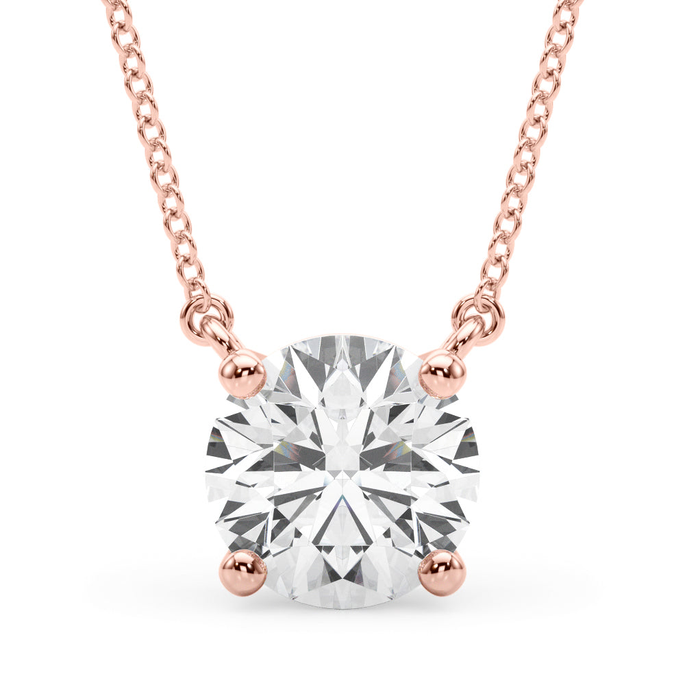 Rose gold Round Solitaire Pendant with Four-Prong Basket Setting
