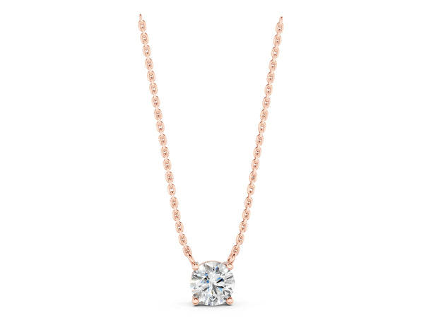 Rose gold Round Solitaire Pendant with Four-Prong Basket Setting