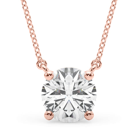 Rose gold Round Solitaire Pendant with Four-Prong Basket Setting