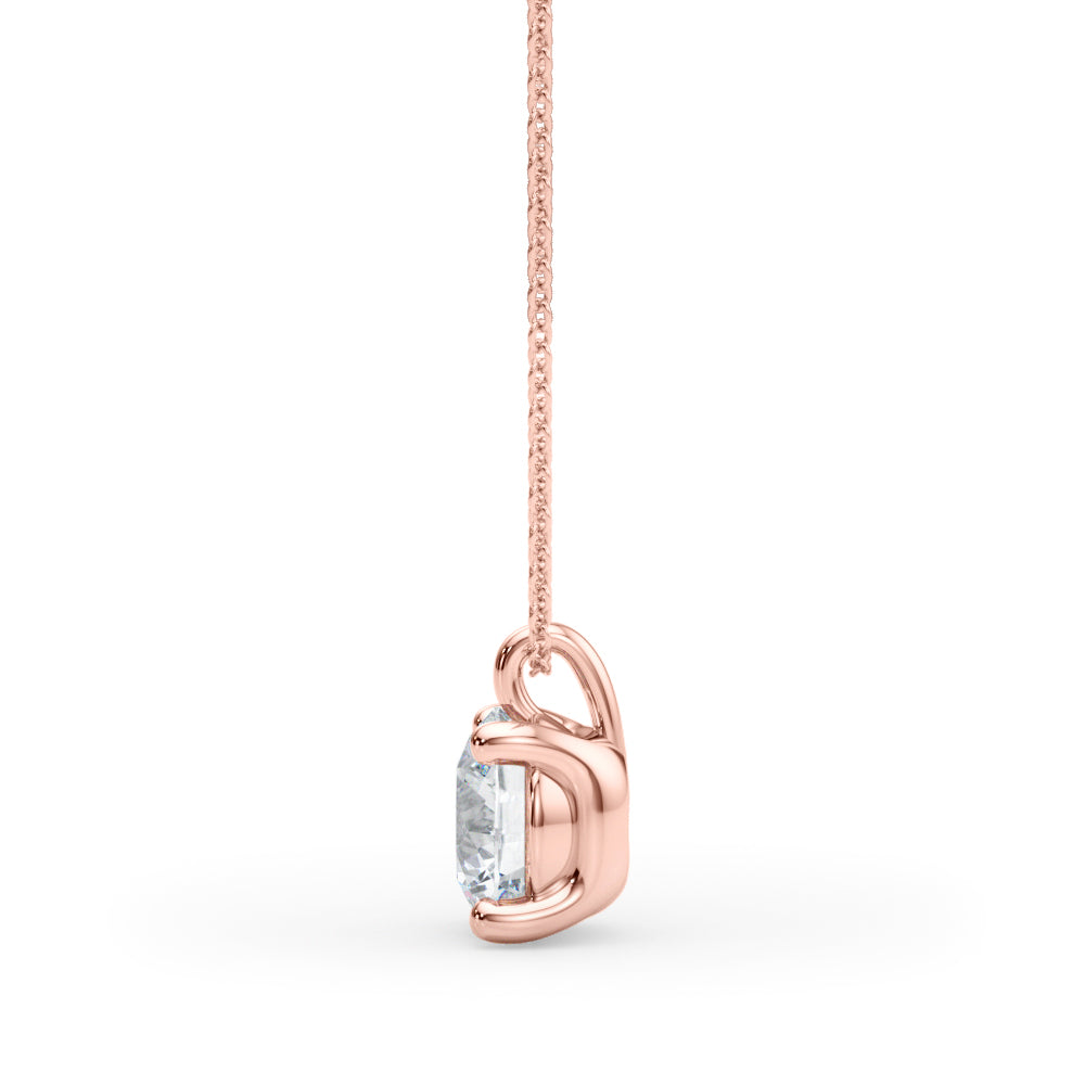 Rose gold Round Solitaire Pendant with Four-Prong Setting 1