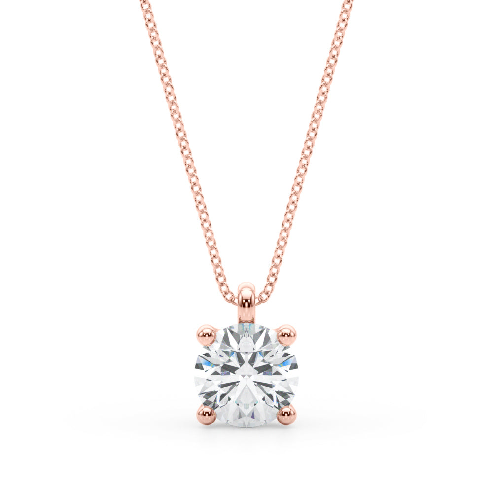 Rose gold Round Solitaire Pendant with Four-Prong Setting