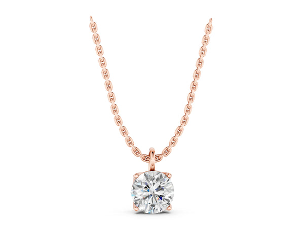 Rose gold Round Solitaire Pendant with Four-Prong Setting