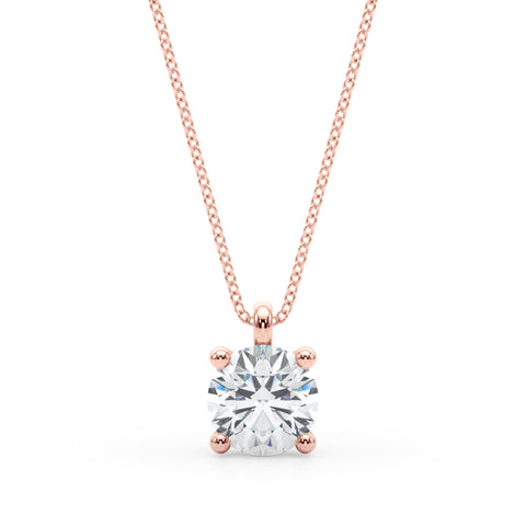 Rose gold Round Solitaire Pendant with Four-Prong Setting