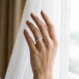 Rose gold Round Solitaire Princess Side Stone Engraved Band Prong Setting Ring_22