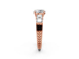 Rose gold Round Solitaire Princess Side Stone Engraved Band Prong Setting Ring_25