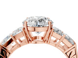 Rose gold Round Solitaire Princess Side Stone Engraved Band Prong Setting Ring_27