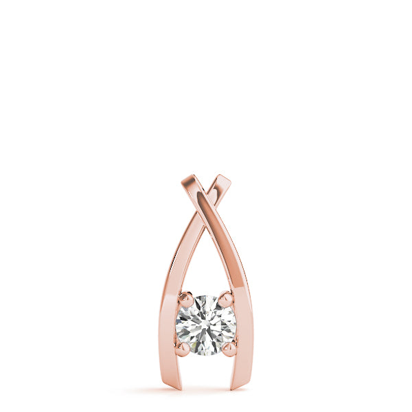 Rose gold Round Solitaire Prong-Set Pendant 1