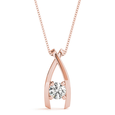 Rose gold Round Solitaire Prong-Set Pendant
