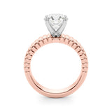 Rose gold Round Solitaire Ribbed Band with Four-Prong Setting 2