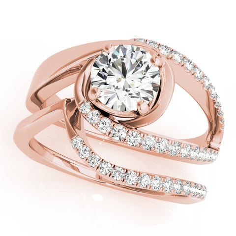 Rose gold Round Solitaire Split Shank Halo Prong Ring 1