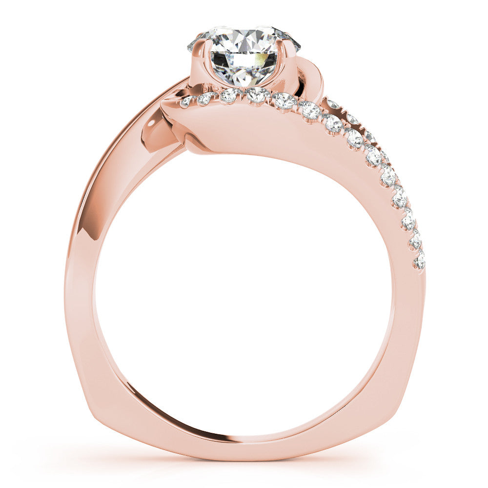 Rose gold Round Solitaire Split Shank Halo Prong Ring 2