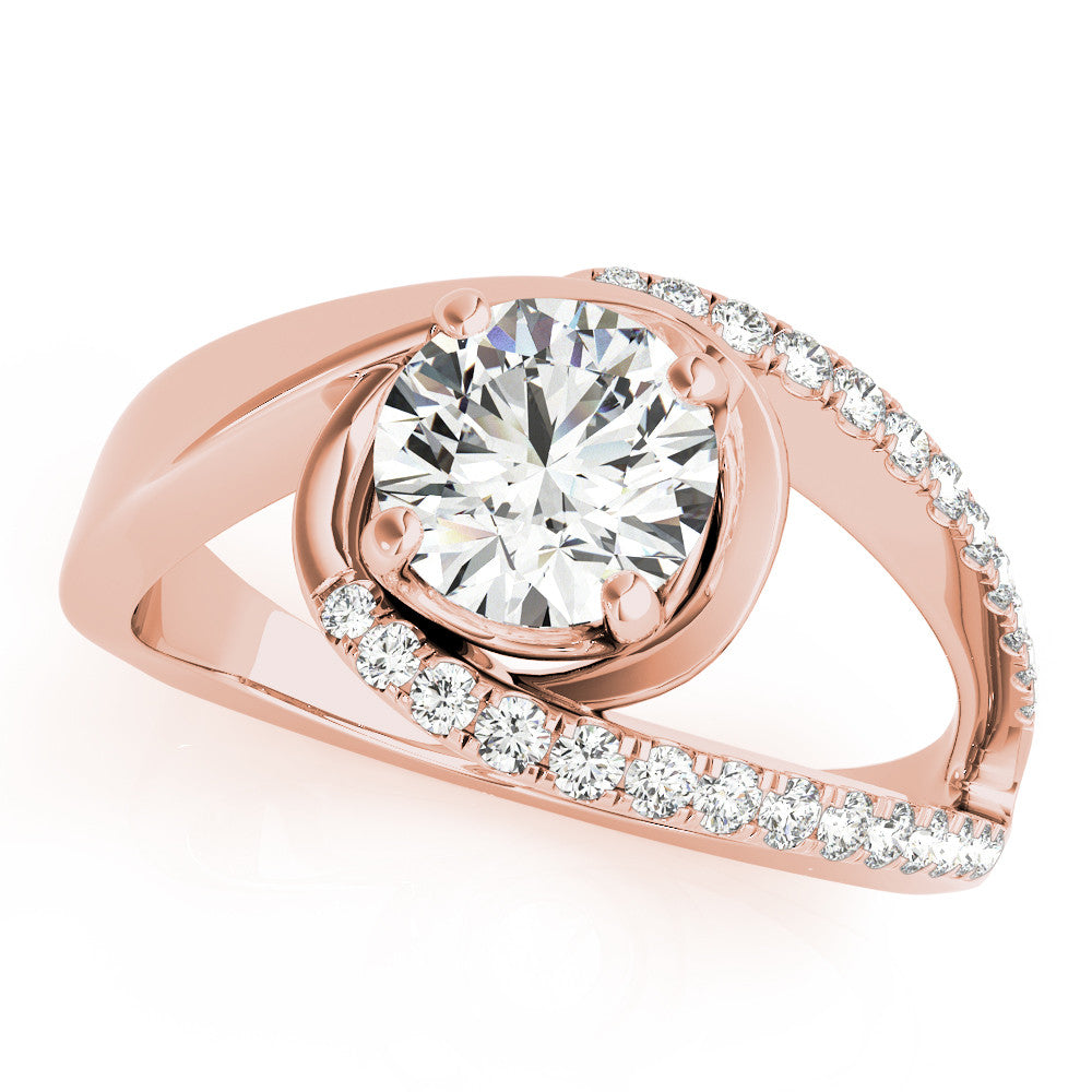 Rose gold Round Solitaire Split Shank Halo Prong Ring