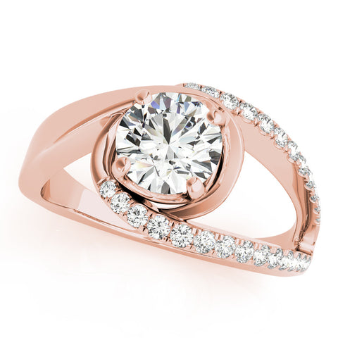 Rose gold Round Solitaire Split Shank Halo Prong Ring