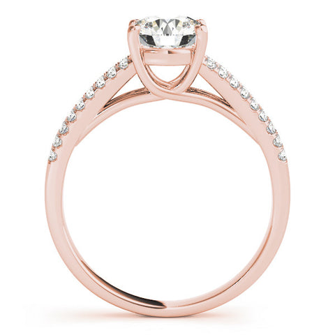 Rose gold Round Solitaire Split Shank Pavé Diamond Engagement Ring 1