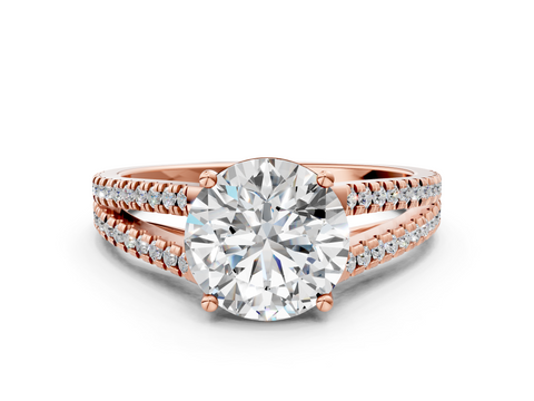 Rose gold Round Solitaire Split Shank Pavé Diamond Engagement Ring_319